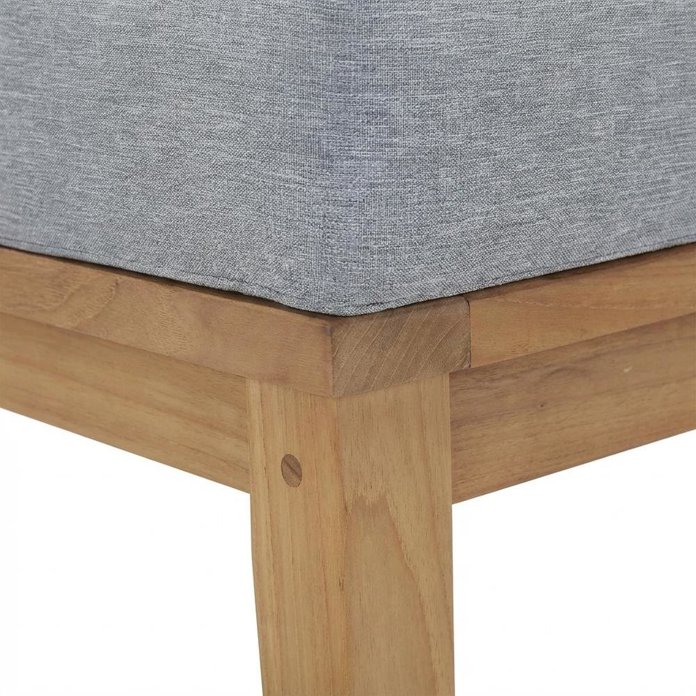Outdoor Patio Teak Right-Facing Sofa With Cushioned Seat And Armrests