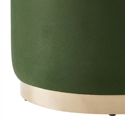 Performance Velvet Round Ottoman, Neutral Color, Plush Upholstery, Sturdy Base
