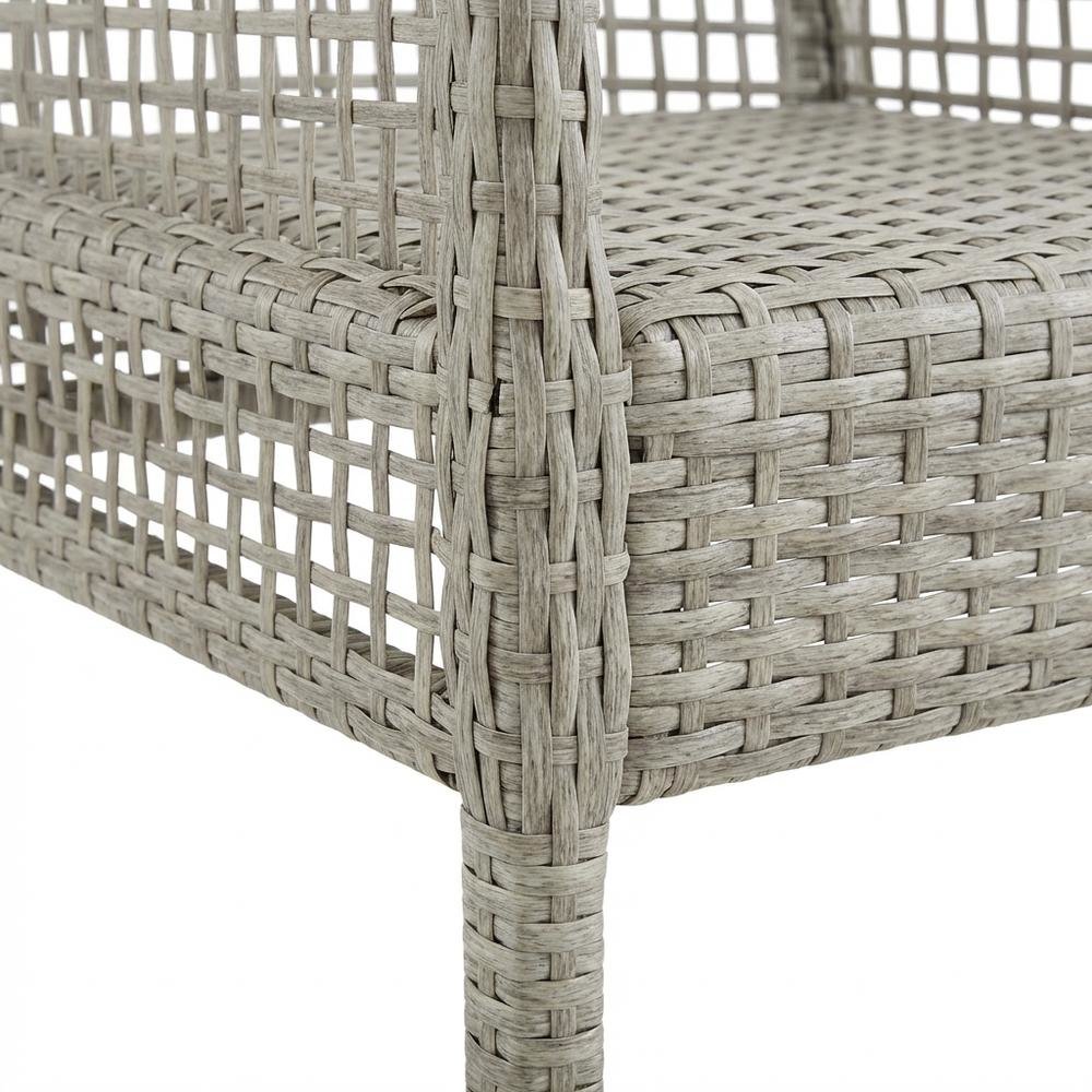 Outdoor Patio Wicker Rattan Dining Armchair Set Of 2, Cushioned Seat, Armrests