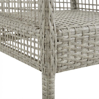 Outdoor Patio Wicker Rattan Dining Armchair Set Of 2, Cushioned Seat, Armrests
