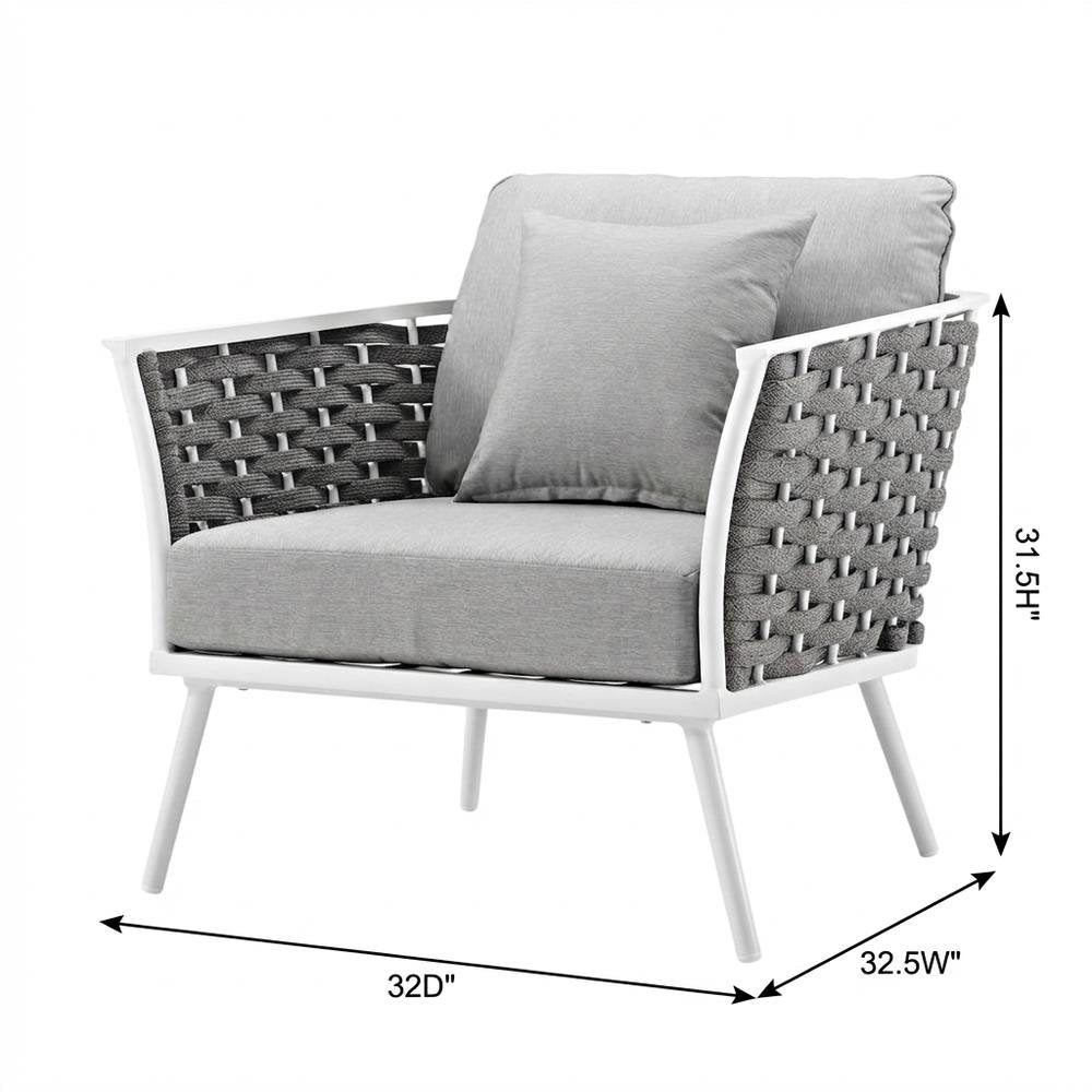 Aluminum Outdoor Patio Armchair With Cushioned Seat And Armrests