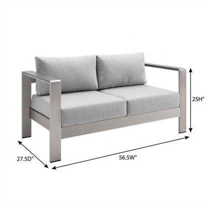 Aluminum Outdoor Loveseat With Sunbrella Fabric Cushions For Patio Relaxation