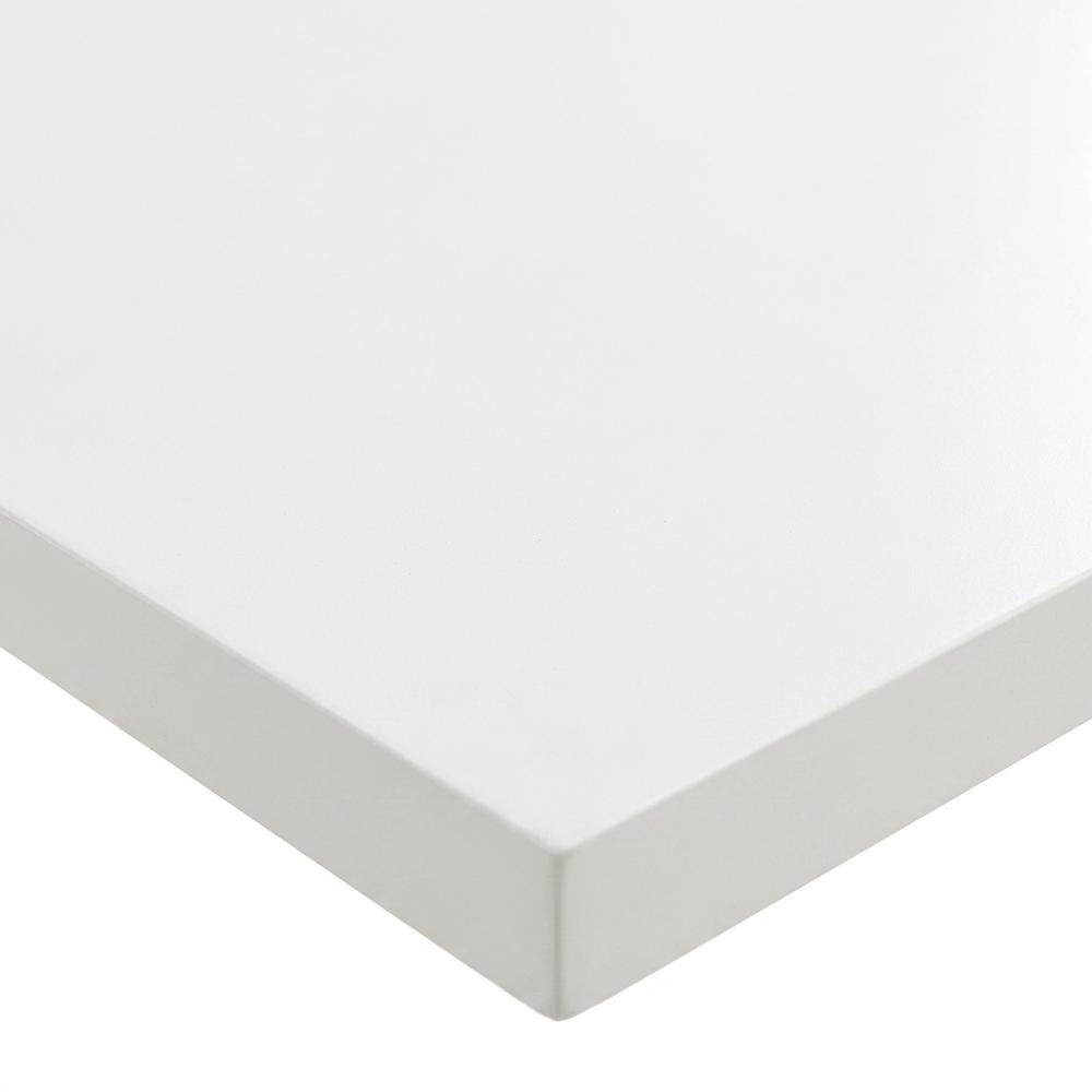 White Rectangular Dining Table, Modern X-Base, Seats 6