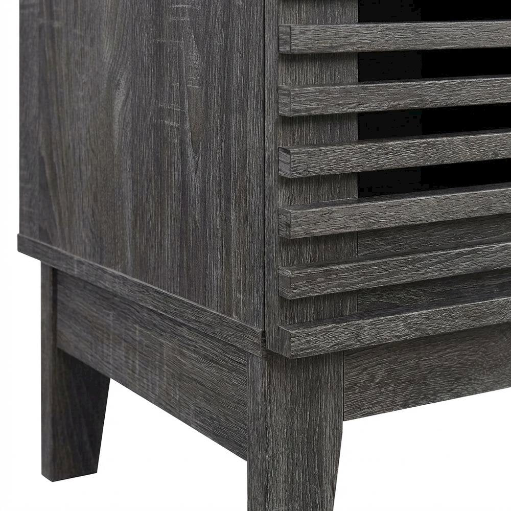 Charcoal Bar Cabinet, Bicast Leather, 46 Inch Wide, Modern Style