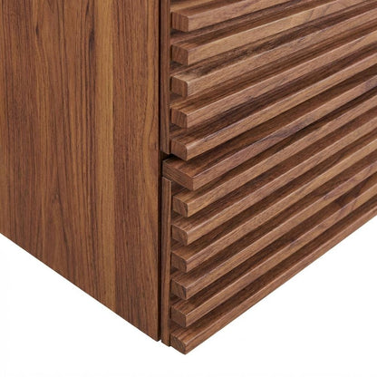 Walnut White 36-Inch Wall-Mount Bathroom Vanity with Ceramic Sink
