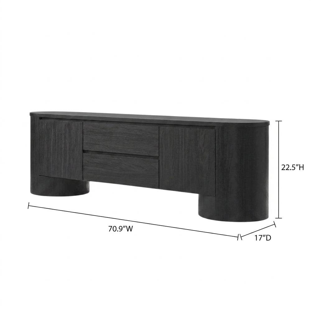 Oval Entertainment Center TV Console Cabinet with Storage and Drawers, Black