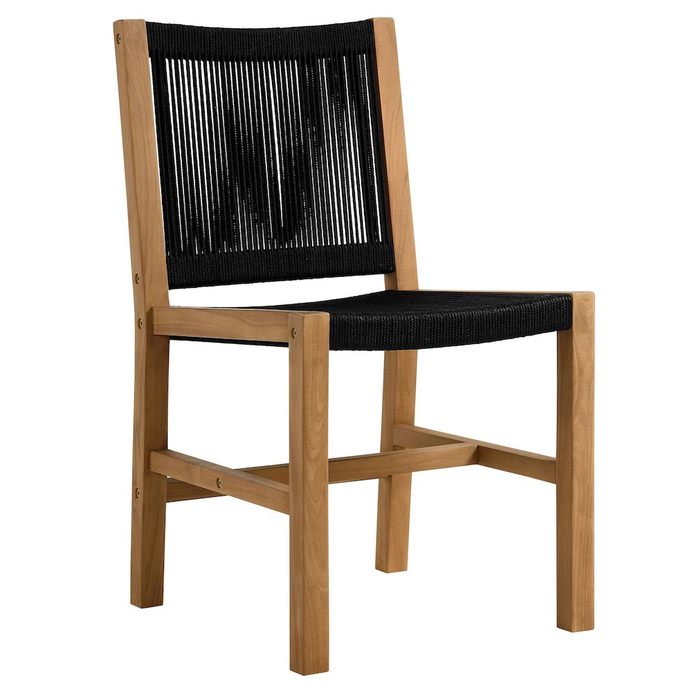 Vienna 3-Piece Outdoor Patio Teak and Rope Dining Set with Armless Chiars
