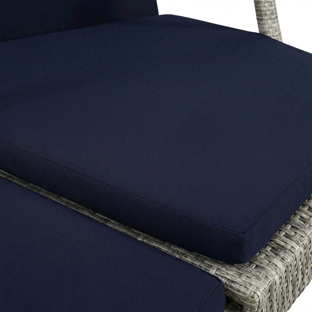 Outdoor Patio Wicker Rattan Lounge Chair With Armrest Support
