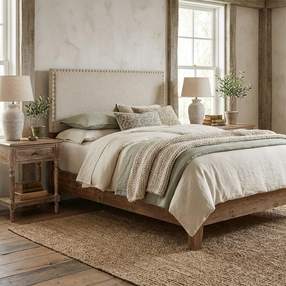 Upholstered Queen Headboard with Fabric Finish and Sturdy Construction