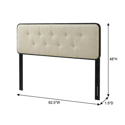 Tufted Fabric Queen Headboard with Wood Frame and Classic Design