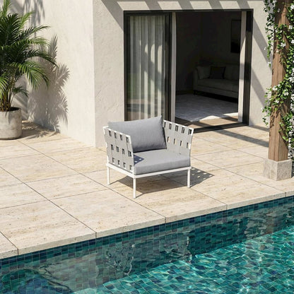 Aluminum Outdoor Lounge Chair With Cushioned Seat For Patio Relaxation