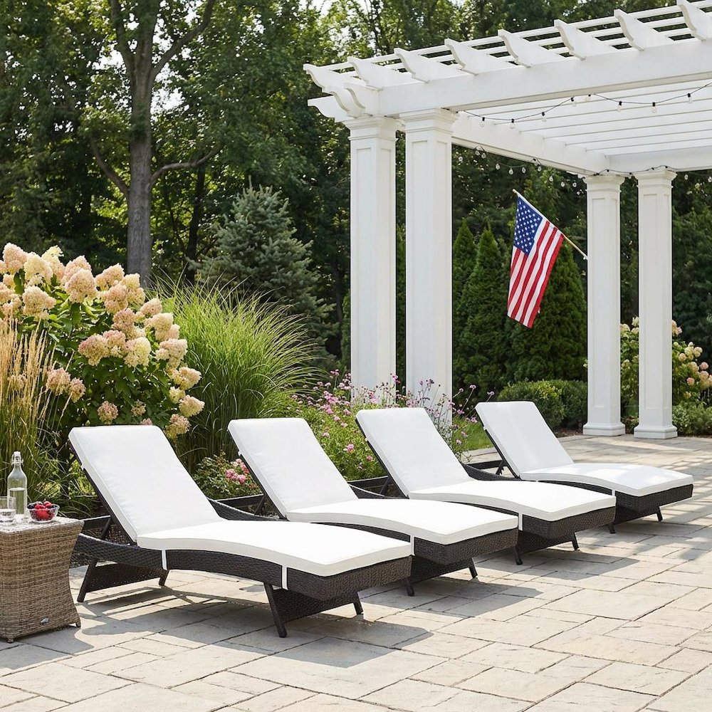 Set Of 4 Outdoor Lounge Chairs With Cushions For Patio Relaxation