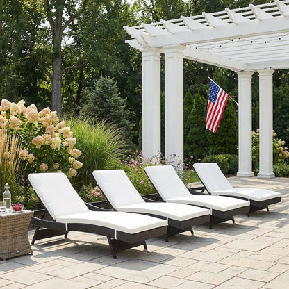 Set Of 4 Outdoor Lounge Chairs With Cushions For Patio Relaxation