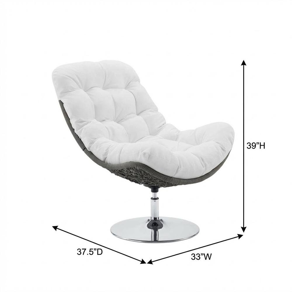 Wicker Rattan Outdoor Lounge Swivel Chair With Cushioned Seat