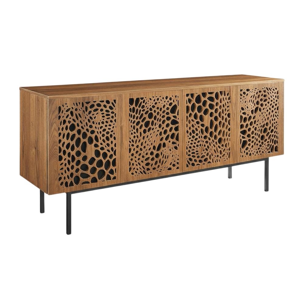 Wooden Brown TV Stand with Ample Storage Space and Modern Design