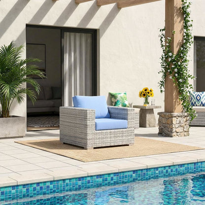 Outdoor Patio Armchair With Cushioned Seat And Sturdy Frame