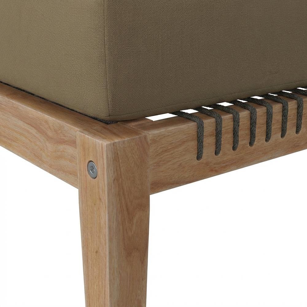 Teak Wood Outdoor Lounge Chair With Armless Design And Cushioned Seat