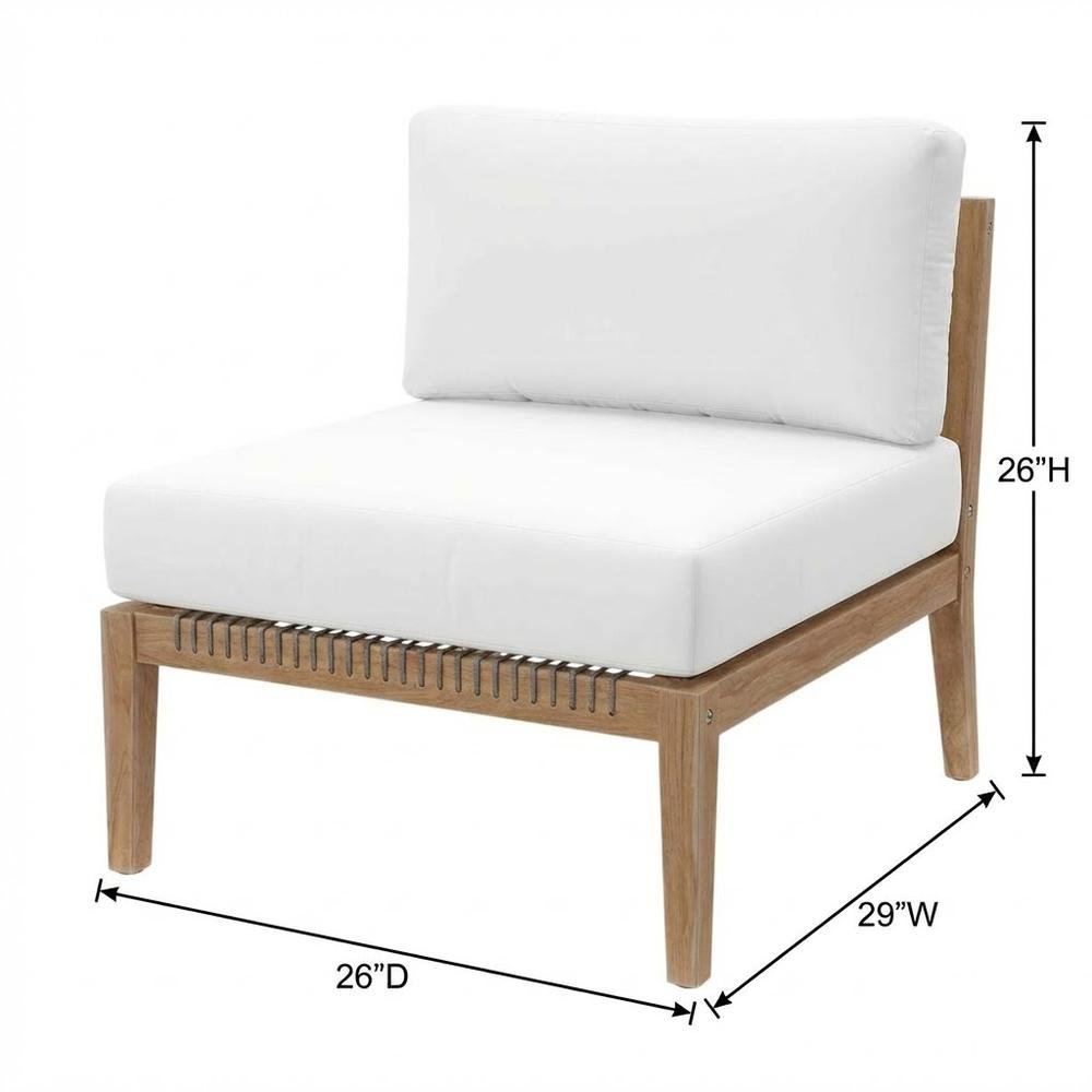 Teak Wood Outdoor Lounge Chair With Back And Seat Cushions