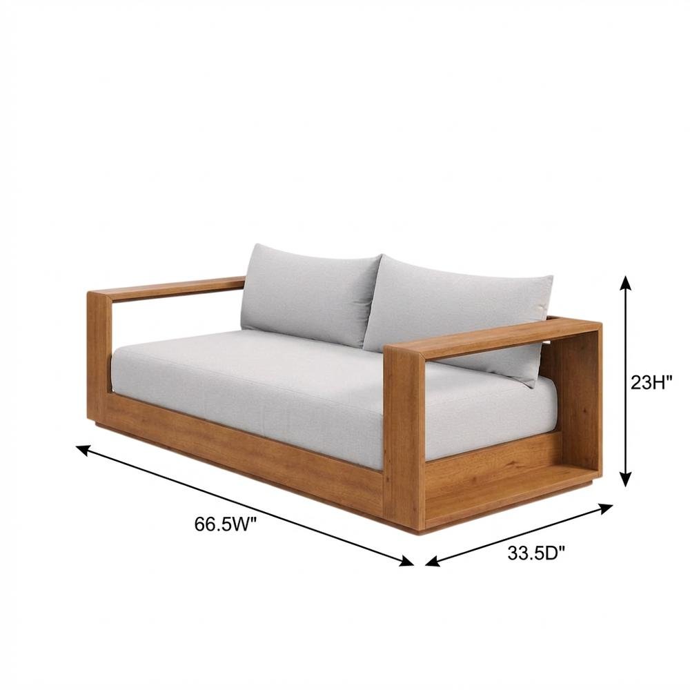 Acacia Wood Outdoor Loveseat With Armrests And Sturdy Frame