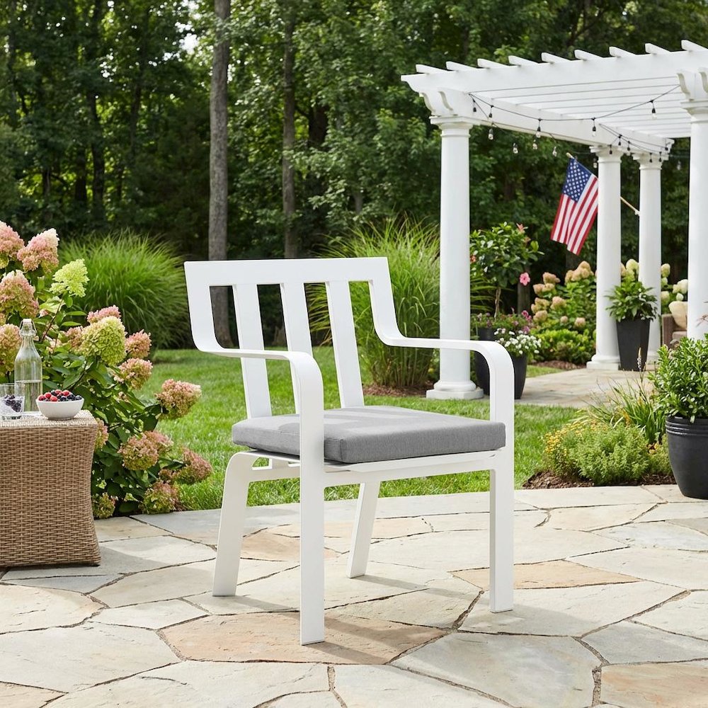 Stackable Outdoor Aluminum Dining Armchair With Armrests And Lightweight Design