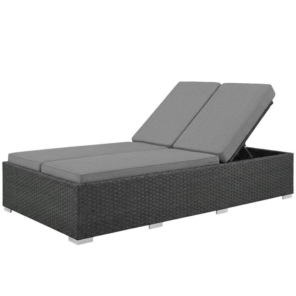 Outdoor Patio Double Chaise With Cushioned Seat For Relaxation