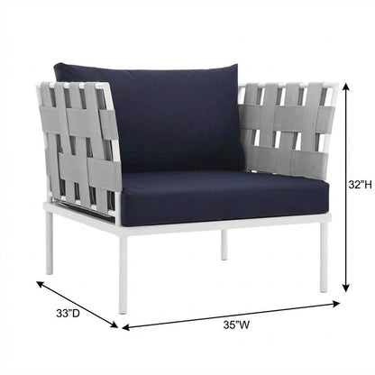 Outdoor Patio Aluminum Armchair With Cushioned Seat And Sleek Design