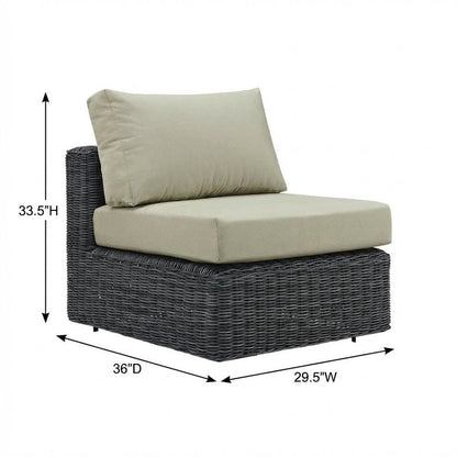 Outdoor Patio Armless Lounge Chair With Cushioned Seat And Back Support