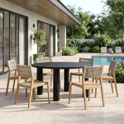 Aluminum Outdoor Dining Table with Round Top and Durable Frame