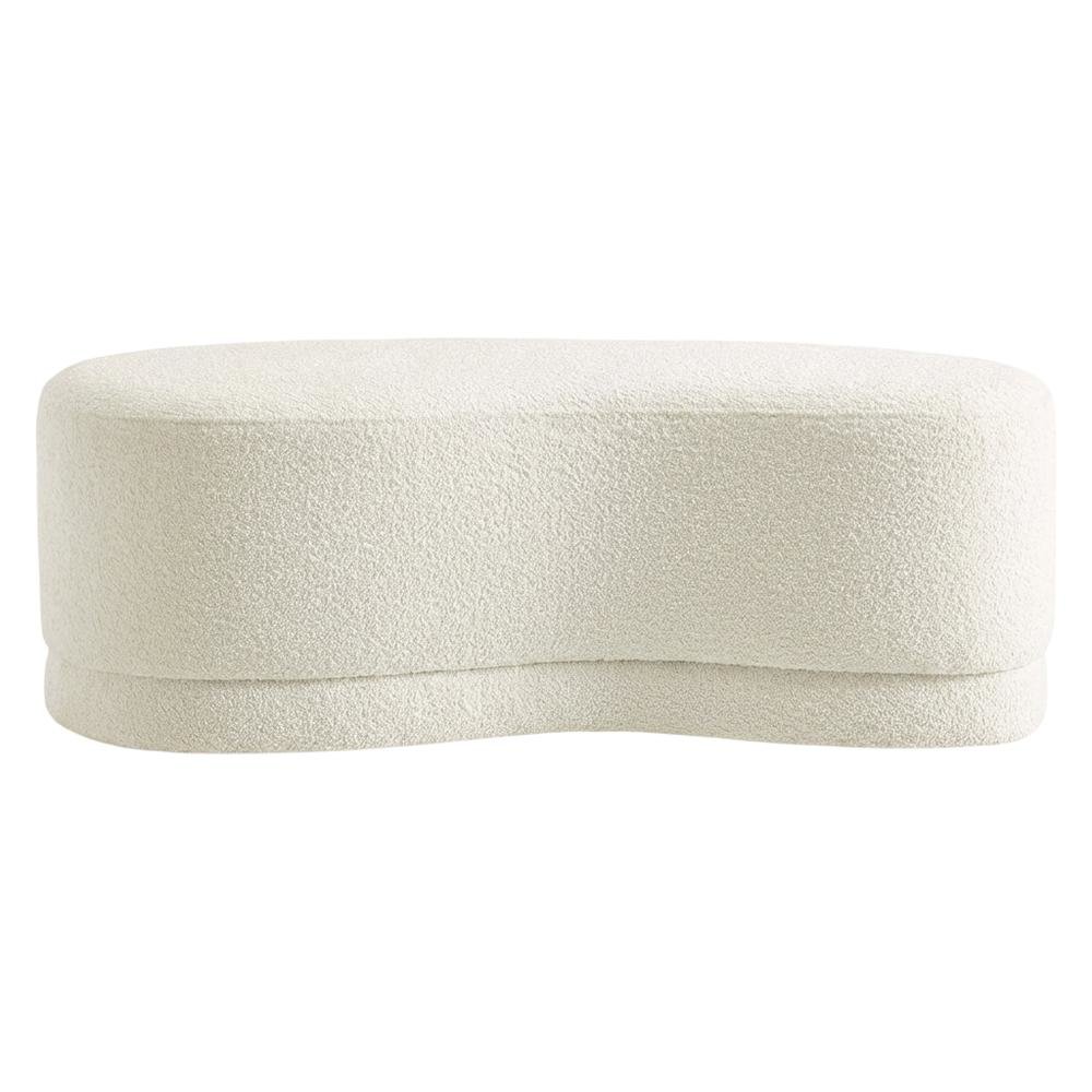 Outdoor upholstered ottoman bench with plush top for patio seating