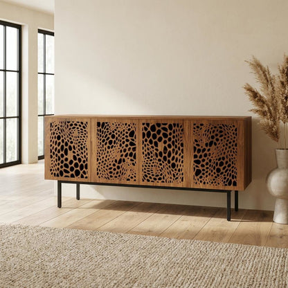 Wooden Brown TV Stand with Ample Storage Space and Modern Design