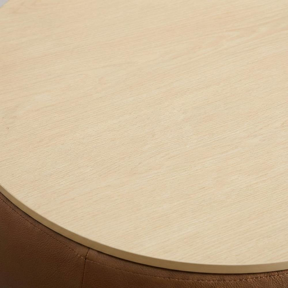 Vegan Leather Storage Ottoman, Neutral Color with Spacious Seat, Durable