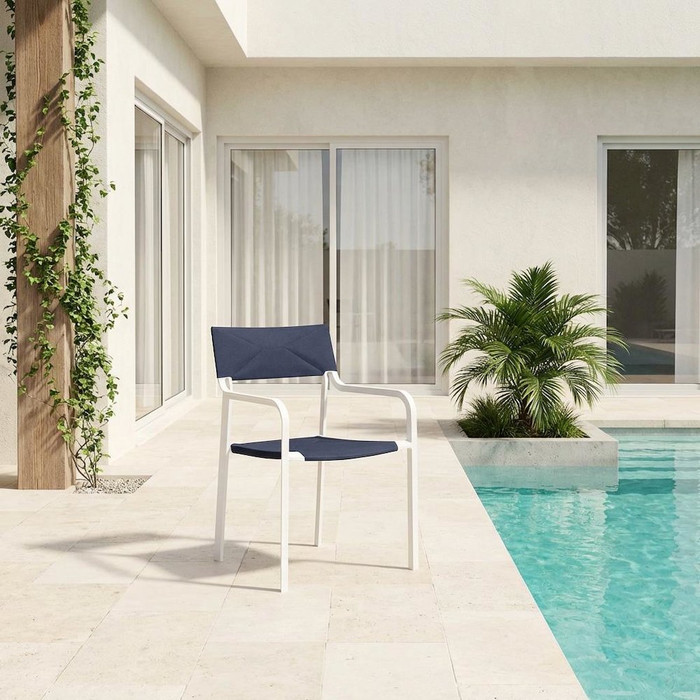 Stackable Aluminum Dining Armchair For Outdoor Patio Lounge