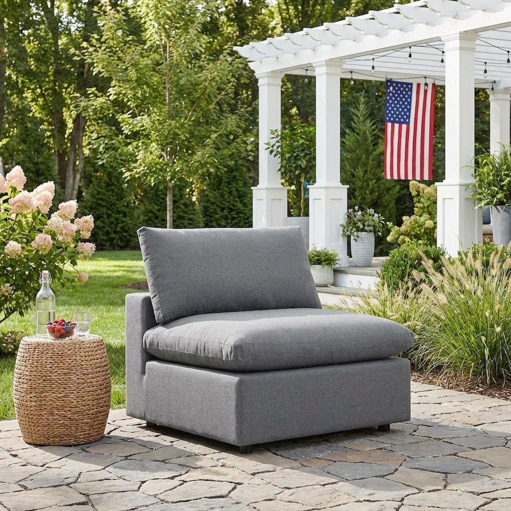 Outdoor Patio Armless Lounge Chair In Weather-Resistant Finish