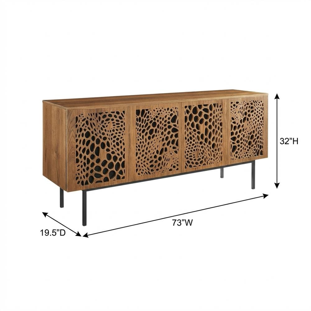 Wooden Brown TV Stand with Ample Storage Space and Modern Design