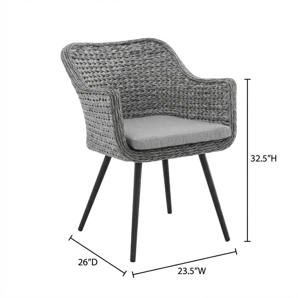 Outdoor Patio Wicker Rattan Dining Armchair Set Of 2 With Armrests