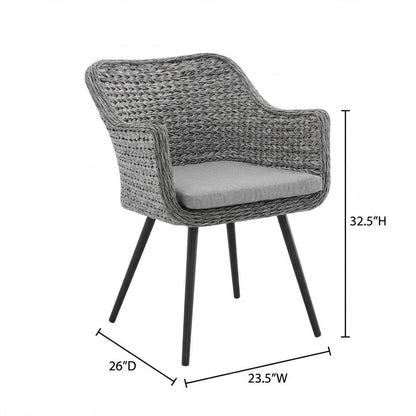 Outdoor Patio Wicker Rattan Dining Armchair Set Of 2 With Armrests