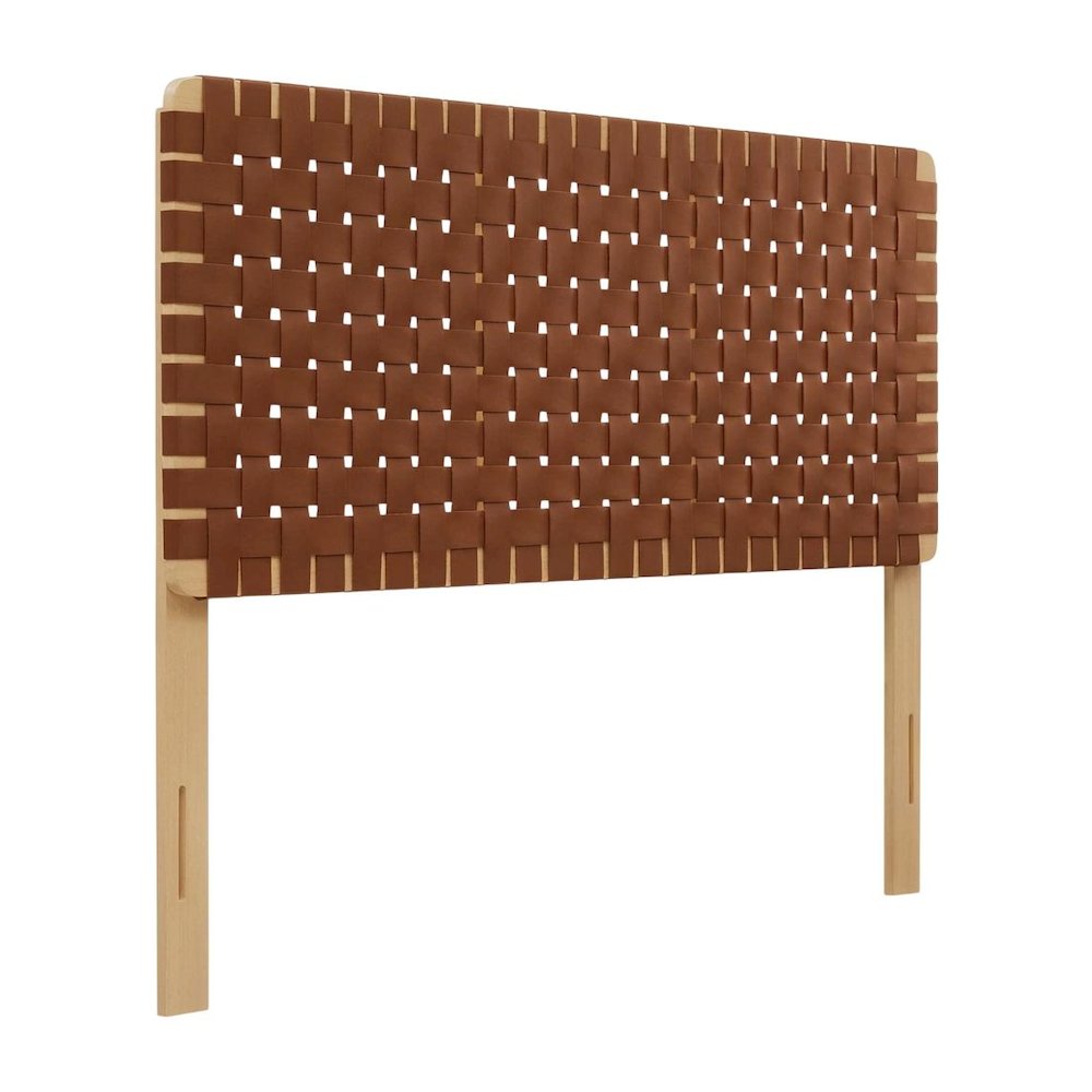 Vegan Leather Full Headboard with Woven Texture and Durable Frame