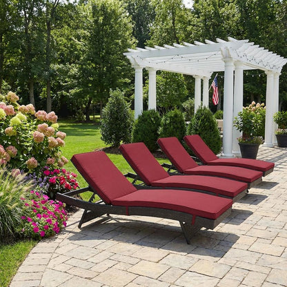 Outdoor Patio Chaise Set Of 4 With Cushioned Lounge Chairs, Backyard Relaxation