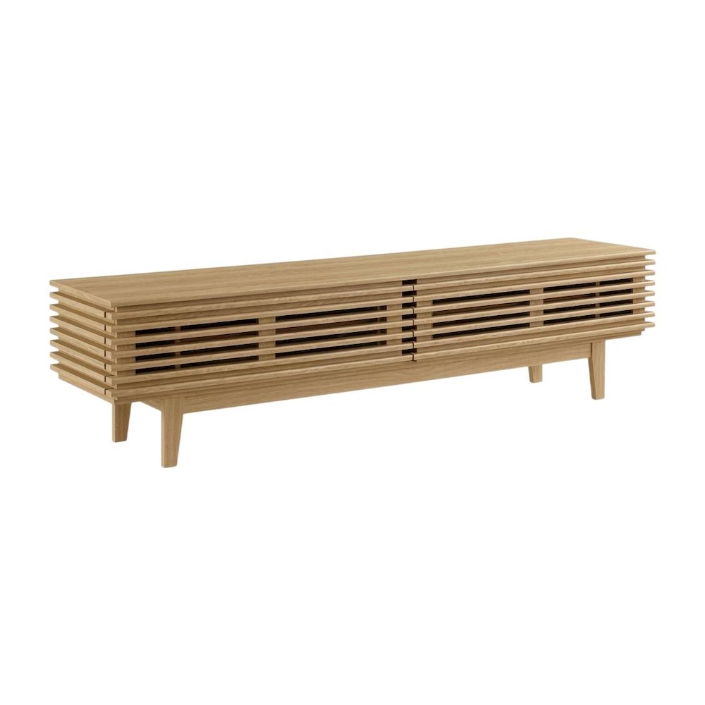 Brown wood TV stand with sleek design and sturdy construction