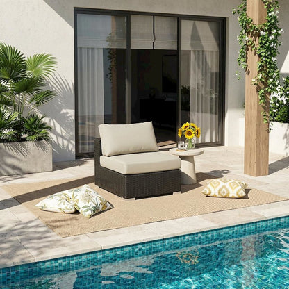 Armless Outdoor Lounge Chair With Cushioned Seat And Backrest