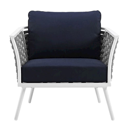 Aluminum Armchair For Outdoor Lounge With Cushioned Seat And Armrests