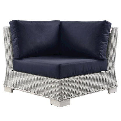 Outdoor Wicker Rattan Corner Chair For Patio Lounge Use