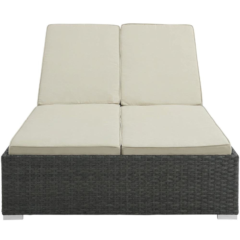 Outdoor Patio Double Chaise With Cushioned Seat And Sturdy Frame