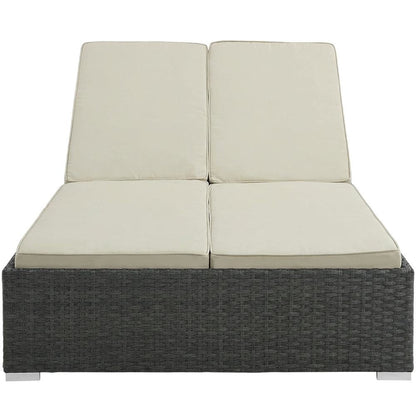 Outdoor Patio Double Chaise With Cushioned Seat And Sturdy Frame