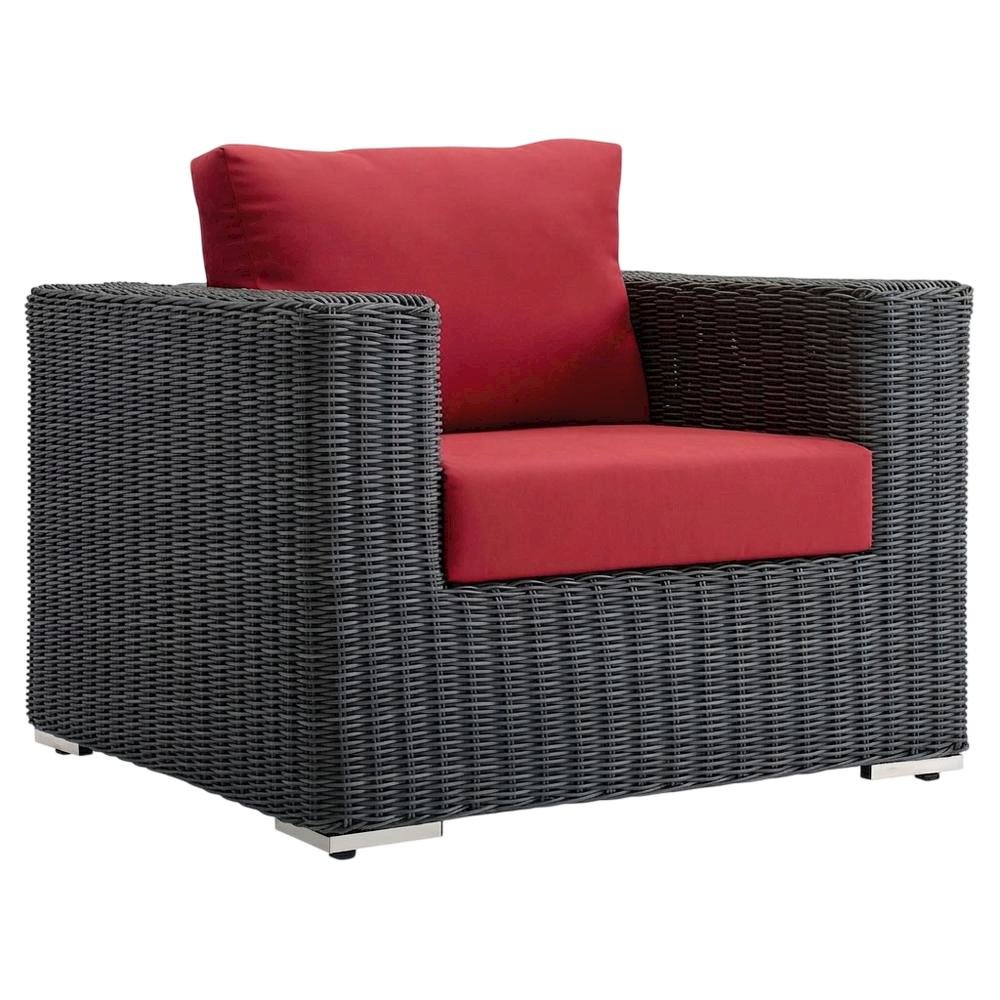 Outdoor Fabric Patio Armchair with Cushions and Sturdy Frame for Outdoor Seating