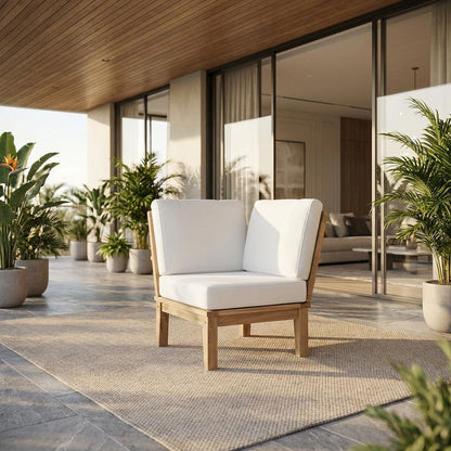 Adirondack Outdoor Teak Sofa With Cushions And Modern Design