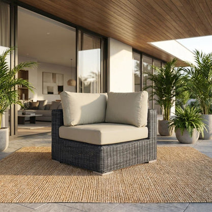 Outdoor Corner Sofa with Cushions and Armrests for Patio Lounge