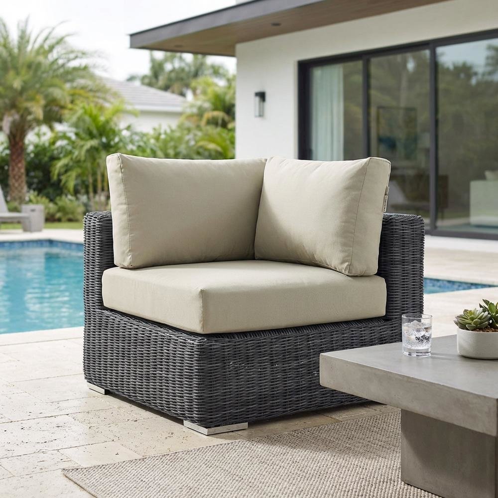 Outdoor Corner Sofa with Cushions and Armrests for Patio Lounge