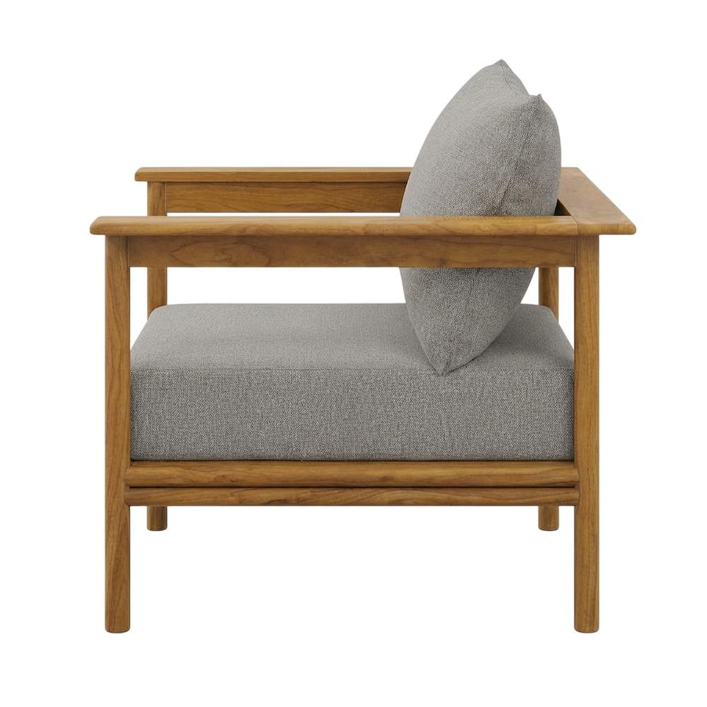 Outdoor Patio Teak Wood Armchair Set Of 2 With Durable Finish And Natural Look