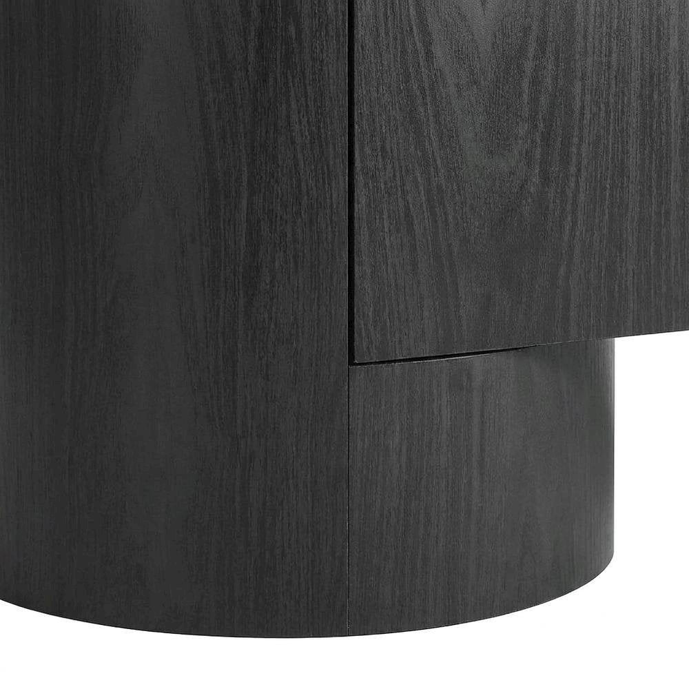 Oval Entertainment Center TV Console Cabinet with Storage and Drawers, Black
